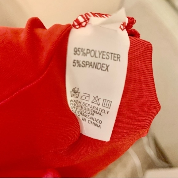 NEW Sexy Bodycon Dress Small Red Maxi Spandex Stretch One Sleeve Ruffled NWOT - Picture 3 of 14